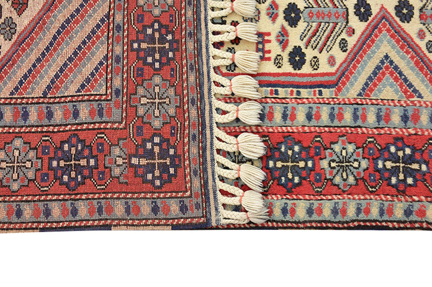 Vintage Kazak 6x9 Rug | Geometric Red Beige Rug | Tribal Wool Rug | Turkish Hand Knotted Oriental Rug