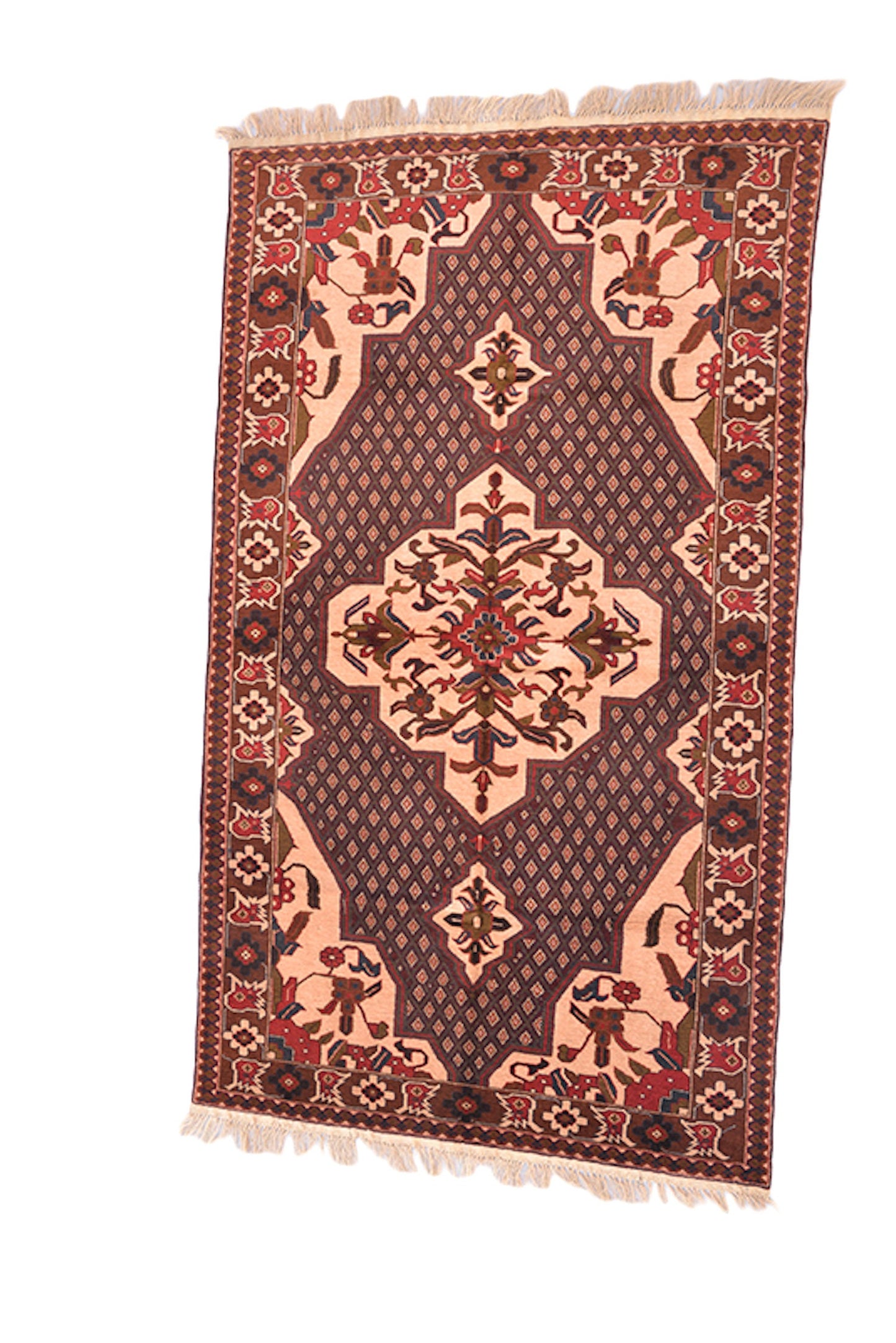 Vintage Medallion Rug | Light Pink & Burgundy Rug | Accent Eclectic Rug | 3 x 6 Feet | Oriental Persian Afghan Rug