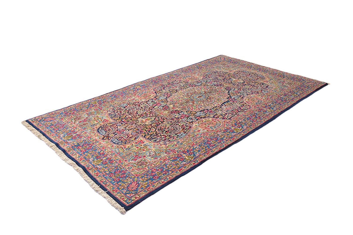 Floral Oriental 5x9 l Rug, Pink Blue, Persian Caucasian Style Rug, Traditional Medallion, Handmade Wool Antique Timeless Rug