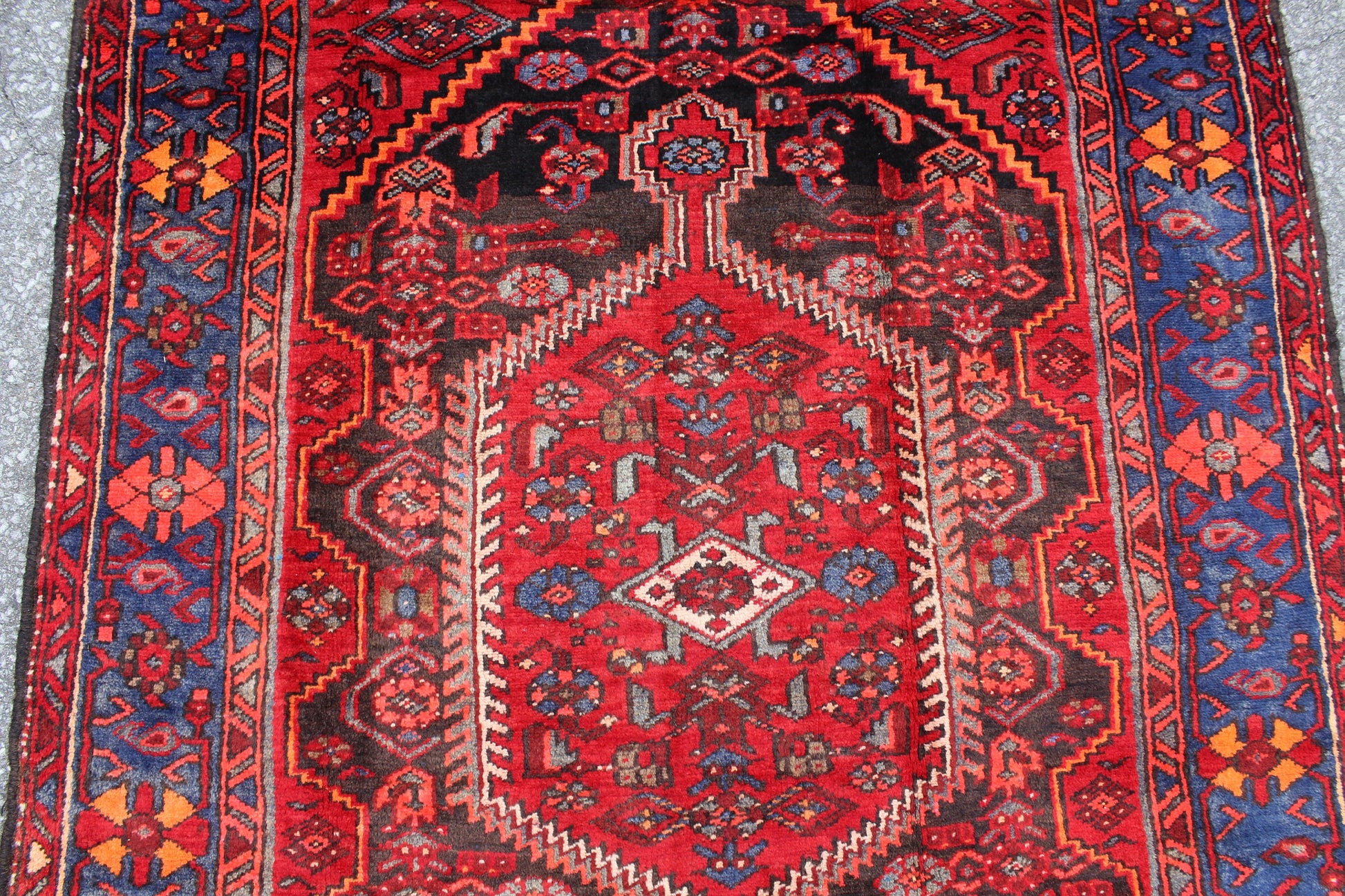 Red Blue 5x7  Vintage Rug | Tribal Oriental Persian Rug | Kazak Bohemian Rug | Handmade Rug | One of a Kind Rug