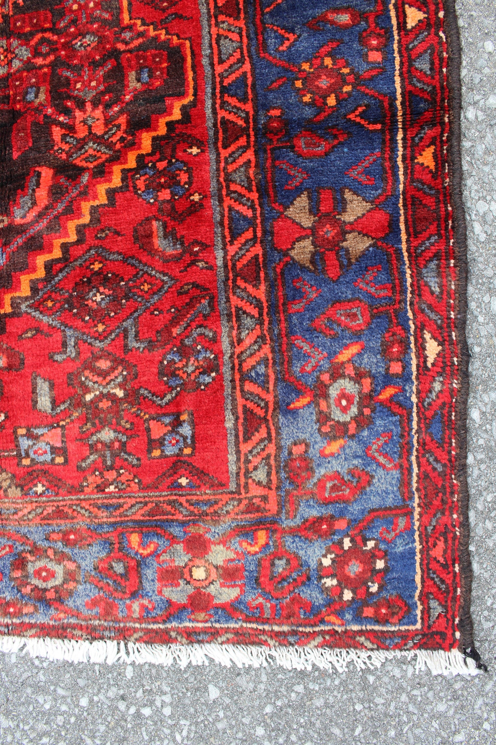 Red Blue 5x7  Vintage Rug | Tribal Oriental Persian Rug | Kazak Bohemian Rug | Handmade Rug | One of a Kind Rug