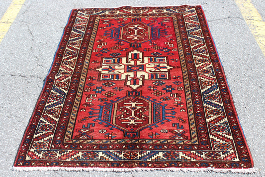 Rose Gold Blue 4x6  Vintage Rug | Tribal Oriental Persian Rug | Kazak Bohemian Rug | Handmade Rug