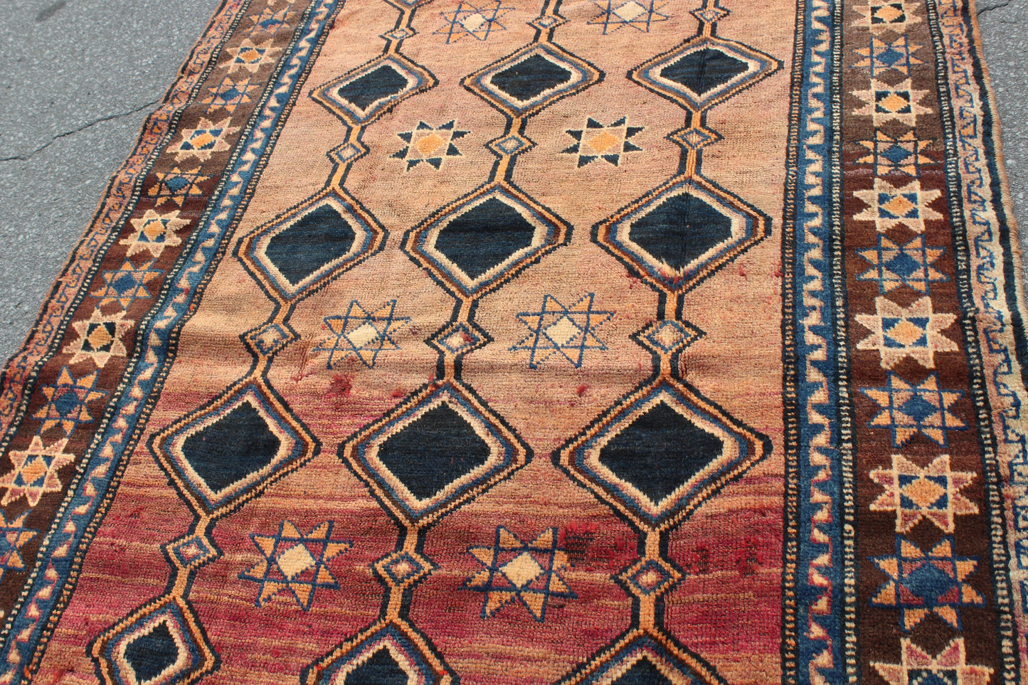 Bright Red Blue 5x7 Area Rug | Handmade Vintage Persian Rug