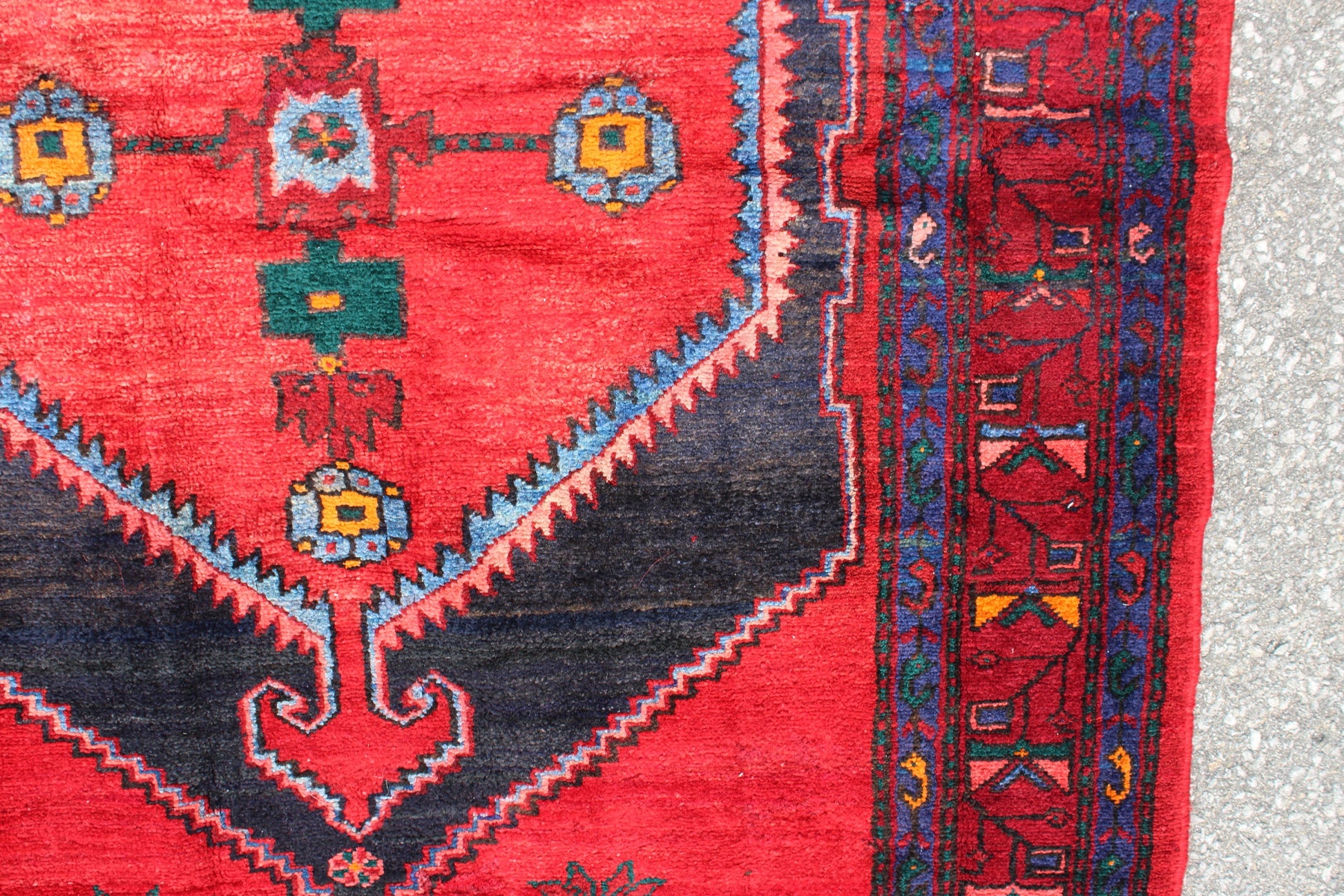 Red Blue 4x6 Vintage Rug | Tribal Oriental Persian Rug | Kazak Bohemian Rug | Handmade Rug