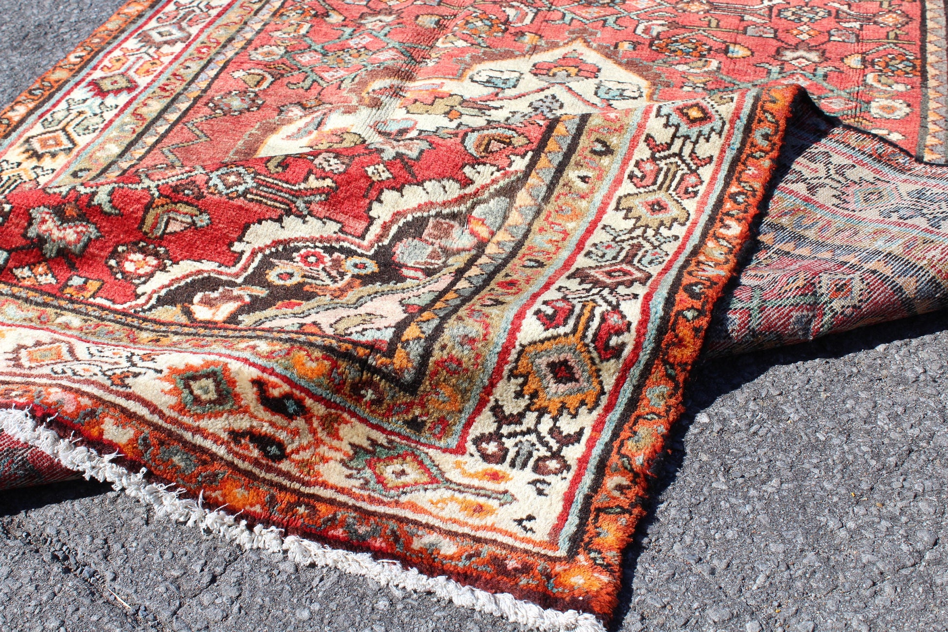 Red 4x8 Vintage Rug | Tribal Oriental Persian Rug | Kazak Bohemian Rug | Handmade Rug