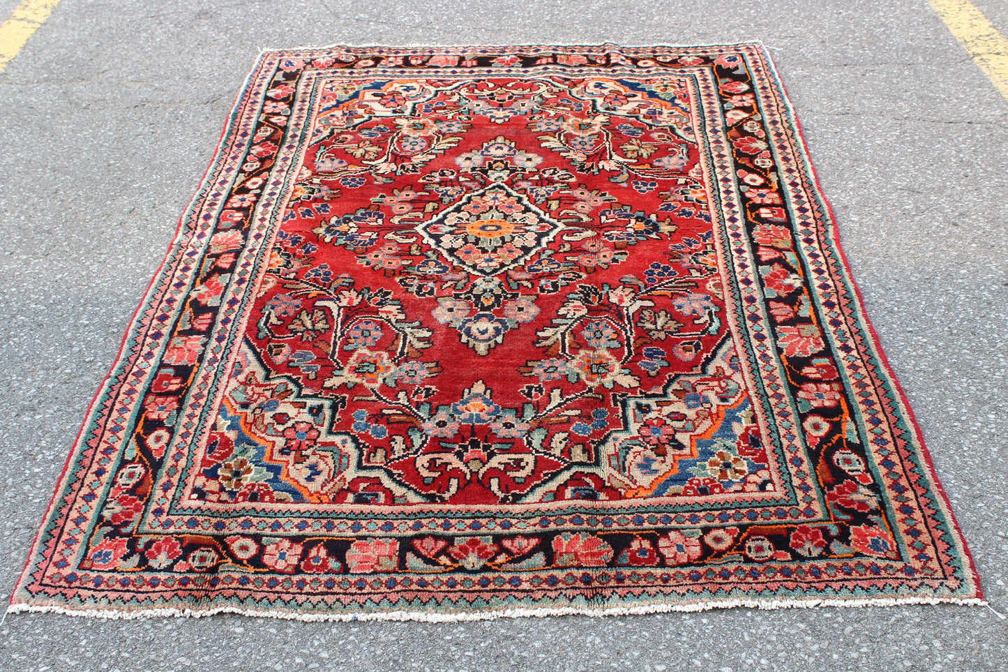 Red Beige 5x7 Vintage Rug | Tribal Oriental Persian Rug | Kazak Bohemian Rug | Handmade Rug